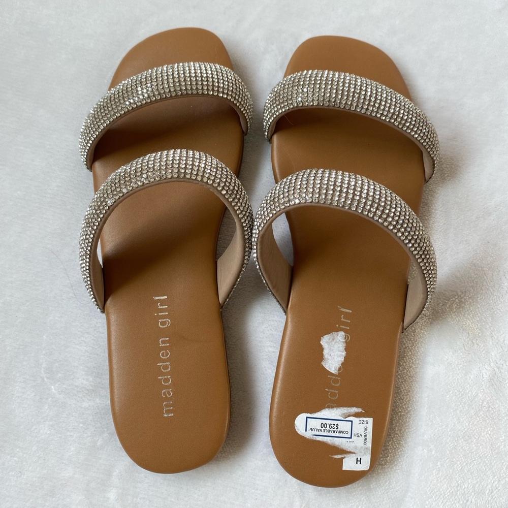 Slip On Sandals With Rhinestones